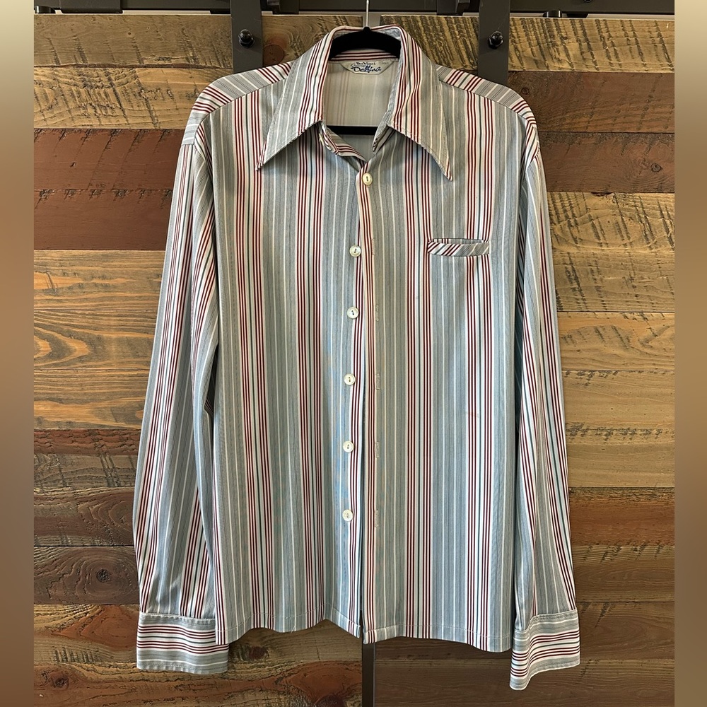 DaVinci Presents Deffina Striped Button-Up Collared Shirt - Sz Large
